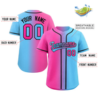 Hcwe Custom Pink Blue-Black Gradient Fashion Authentic Baseball Jersey