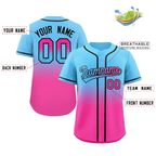 Hcwe Custom Light Blue Pink Gradient Fashion Authentic Baseball Jersey