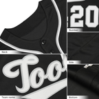 Hcwe Custom Black Gray-White Classic Style Authentic Baseball Jersey
