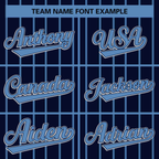 Hcwe Custom Navy Light Blue Stripe Fashion Design Full Button Authentic Baseball Jersey