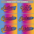 Hcwe Custom Light Blue Purple-Pink-Yellow Gradient Fashion Authentic Baseball Jersey