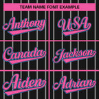 Hcwe Custom Black Pink-Gray Stripe Fashion Design Full Button Authentic Baseball Jersey