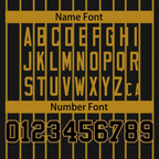 Hcwe Custom Black Old Gold Stripe Fashion Design Full Button Authentic Baseball Jersey