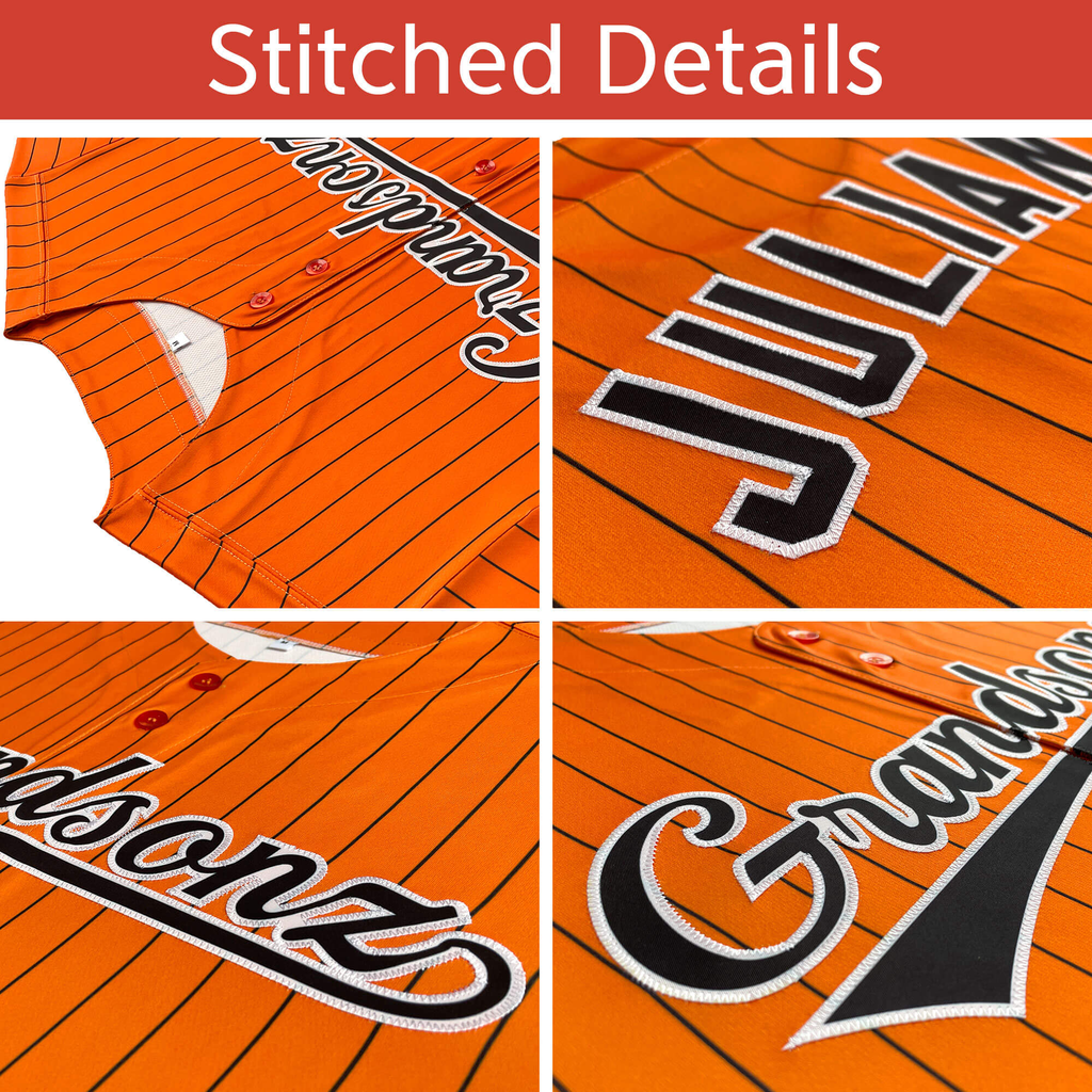 Hcwe Custom Black Old Gold Stripe Fashion Design Full Button Authentic Baseball Jersey