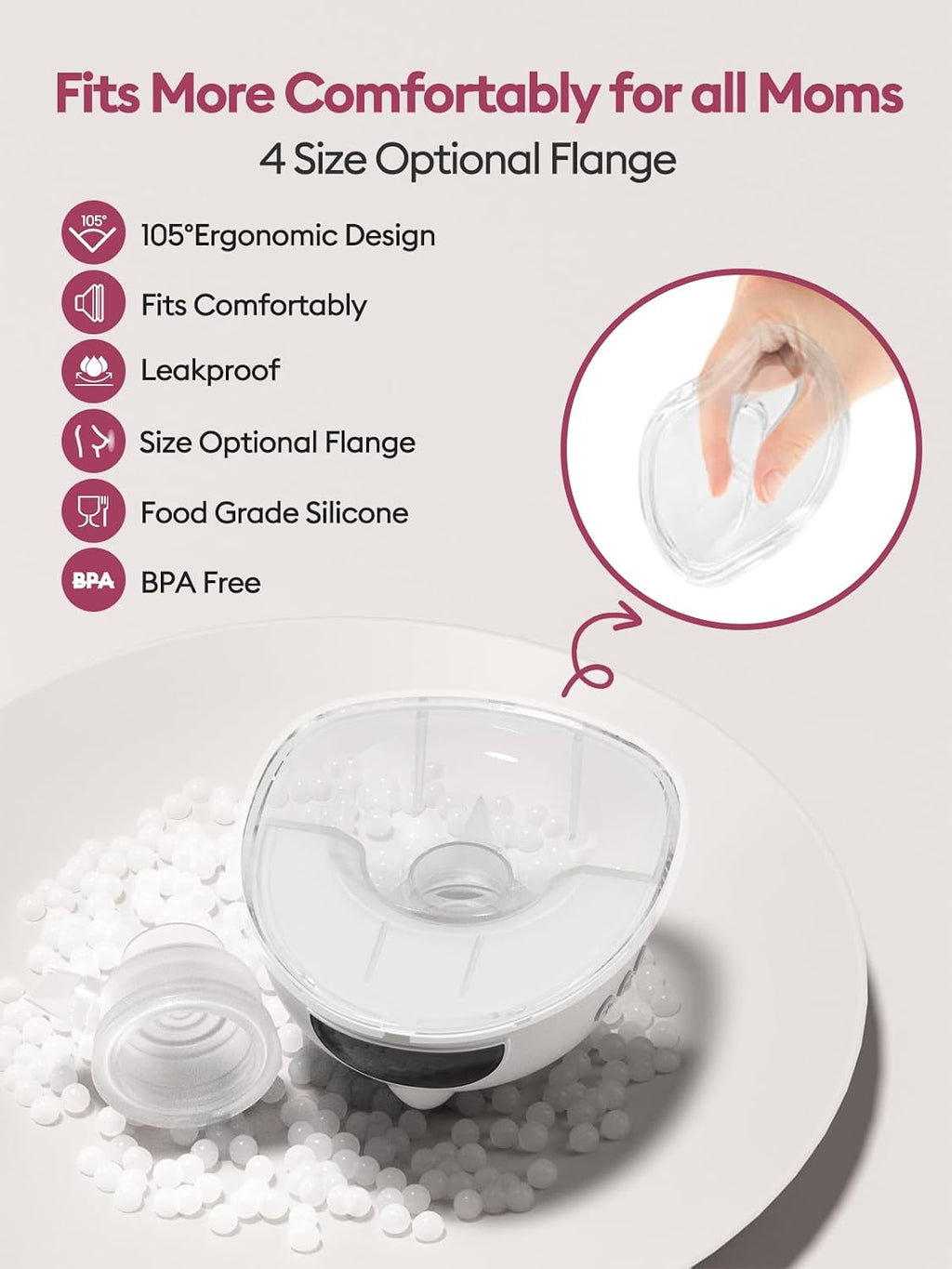 Lulia Breast Pump Hands Free, 4 Mode and 9 Level Wearable Breast Pump | Strong Suction, Painless, Anti-Backflow, BPA Free, Portable Electric Breast Pumps with 17/19/21/24MM Flanges