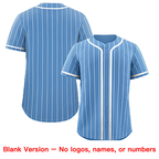 Hcwe Custom Light Blue White Stripe Fashion Design Full Button Authentic Baseball Jersey