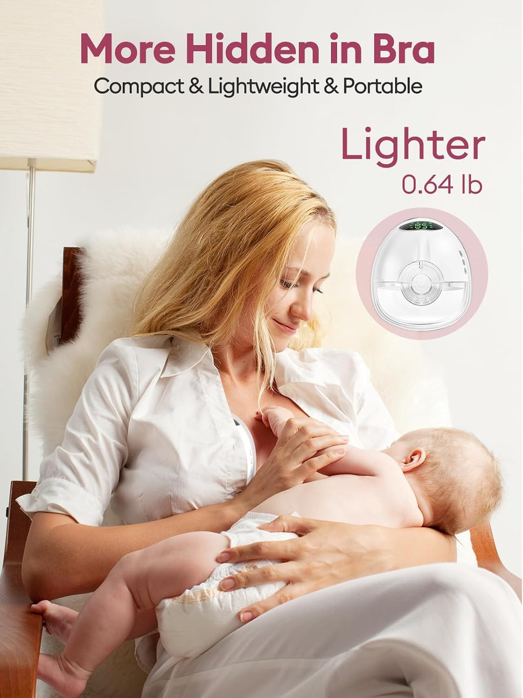 Lulia Breast Pump Hands Free, 4 Mode and 9 Level Wearable Breast Pump | Strong Suction, Painless, Anti-Backflow, BPA Free, Portable Electric Breast Pumps with 17/19/21/24MM Flanges