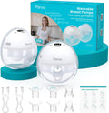 Paruu Hands Free Breast Pump P16, Wearable Breast Pump Electric Portable with 4 Modes & 12 Levels, Max 309mmHg Strong Suction 19/21/24mm Flange Inserts Wearable Breastfeeding Pump, 2 Pack White