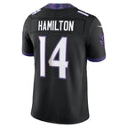 B.Ravens #14 Kyle Hamilton Black Alternate Vapor F.U.S.E. Stitched Limited Jersey
