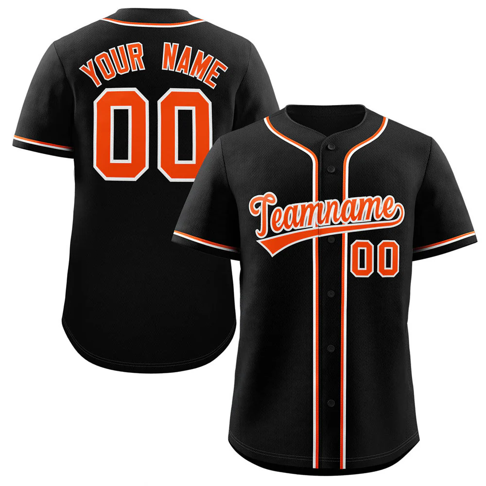 Hcwe Custom Black Orange-White Classic Style Authentic Baseball Jersey