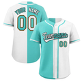 Hcwe Custom White Aqua-Black Split Fashion Design Authentic Baseball Jersey
